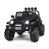 Costway 12V Kids Spring Suspension Ride On Truck-Black kids outdoor playset in Black