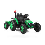 Costway 2 in 1 Electric 12V Kids Ride on Car Tractor with Remote Control LED Light Horn-Green kids outdoor playset in shown finish