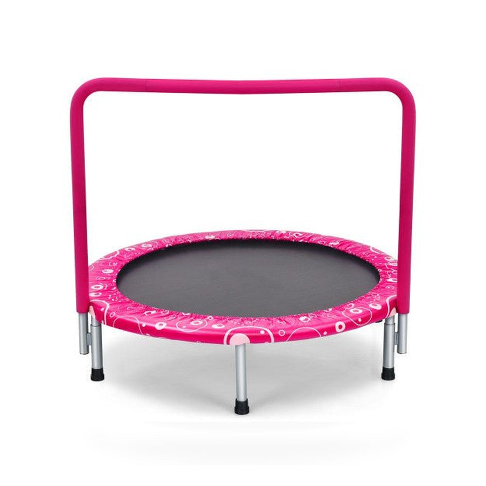 36 Inch Kids Trampoline Mini Rebounder with Full Covered Handrail -Pink