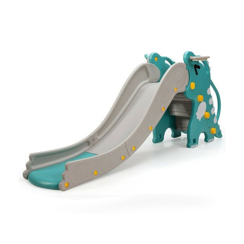 4-in-1 Kids Climber Slide Play Set with Basketball Hoop-Green