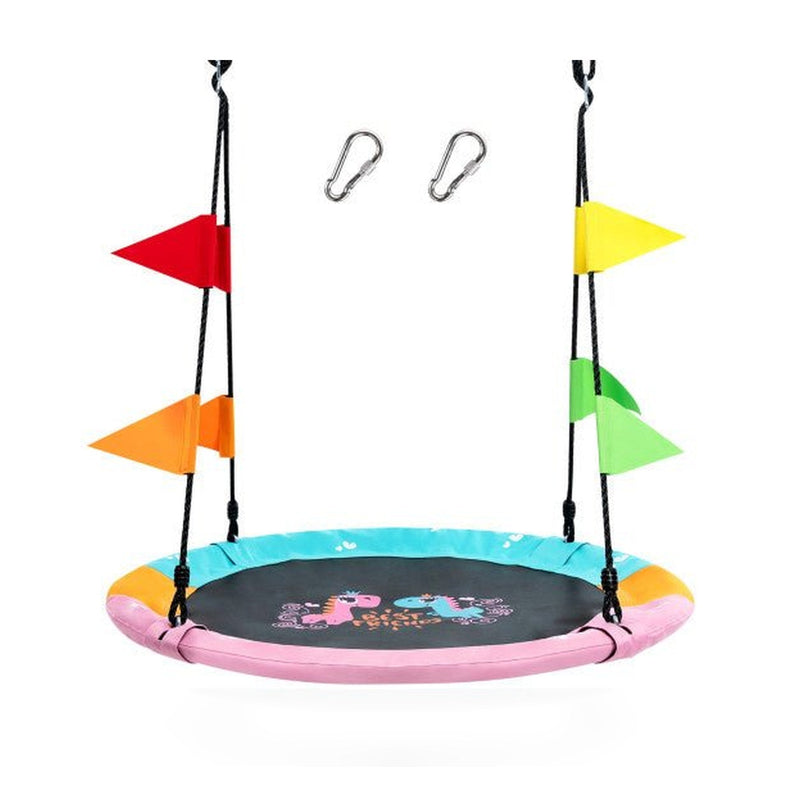 4 Inch Flying Saucer Tree Swing with Hanging Straps Monkey-Pink