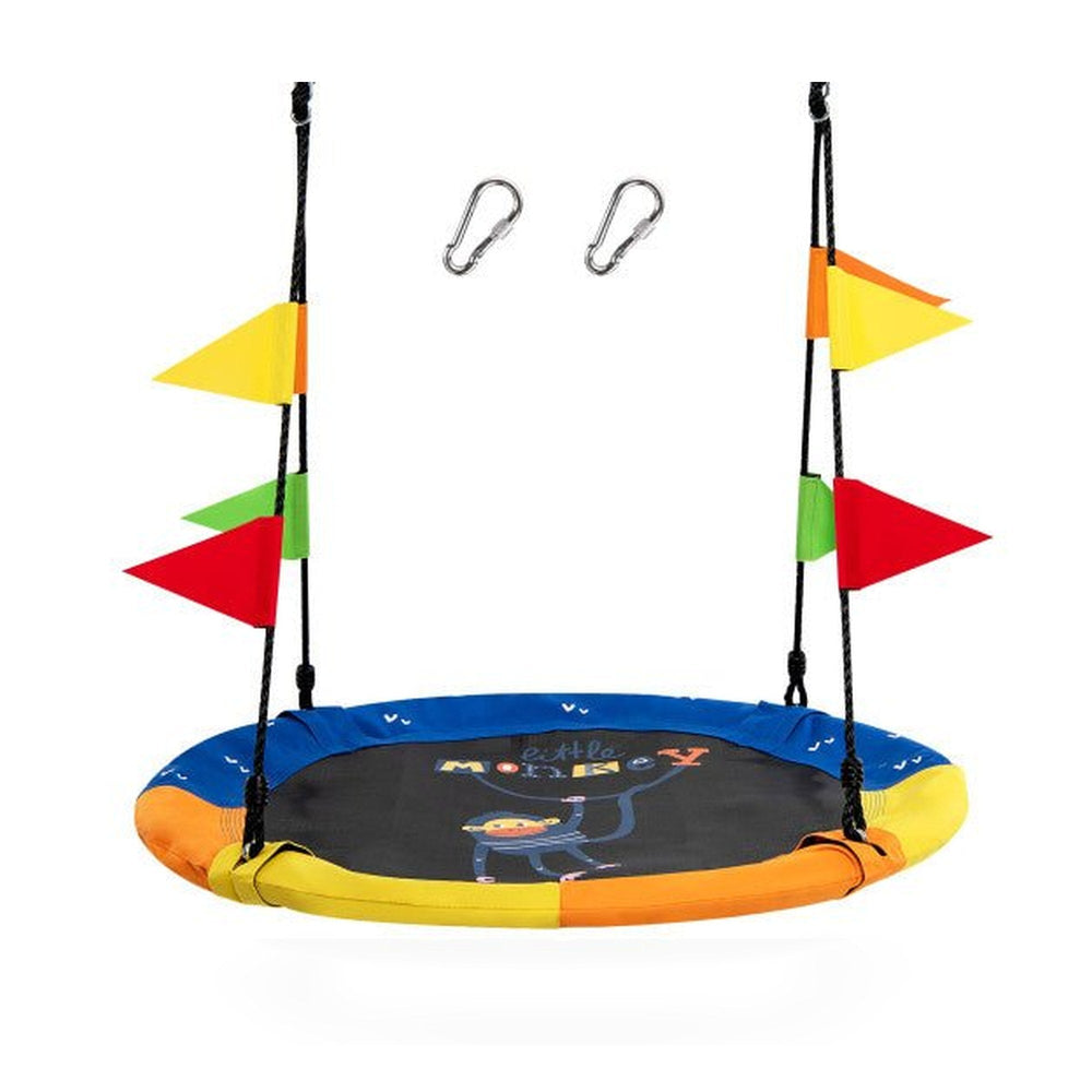 4 Inch Flying Saucer Tree Swing with Hanging Straps Monkey-Yellow