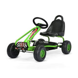 Costway 4 Wheel Pedal Powered Ride On with Adjustable Seat-Green kids outdoor playset in shown finish
