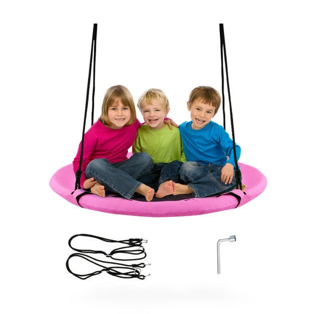 40 Inch Flying Saucer Tree Swing Indoor Outdoor Play Set-Pink