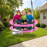 Costway 40 Inch Flying Saucer Tree Swing Indoor Outdoor Play Set-Pink styled in a sunny backyard, Pink