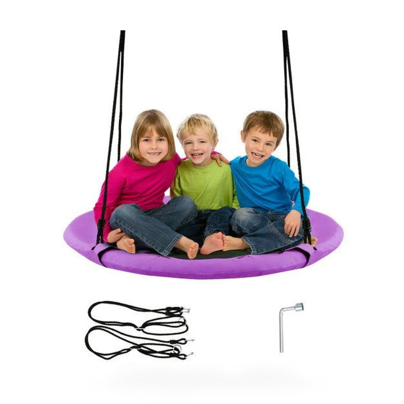 40 Inch Flying Saucer Tree Swing Indoor Outdoor Play Set-Purple