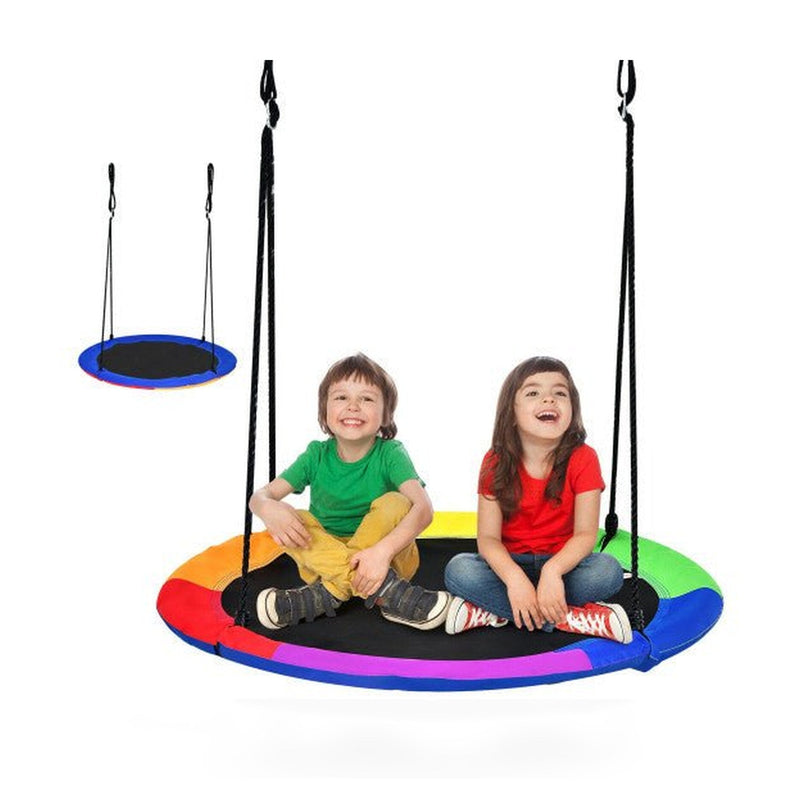 40 Inch Flying Saucer Tree Swing with 2 Hanging Straps for Kids-Blue