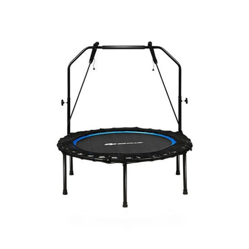 40 Inch Foldable Fitness Rebounder with Resistance Bands Adjustable Home-Blue