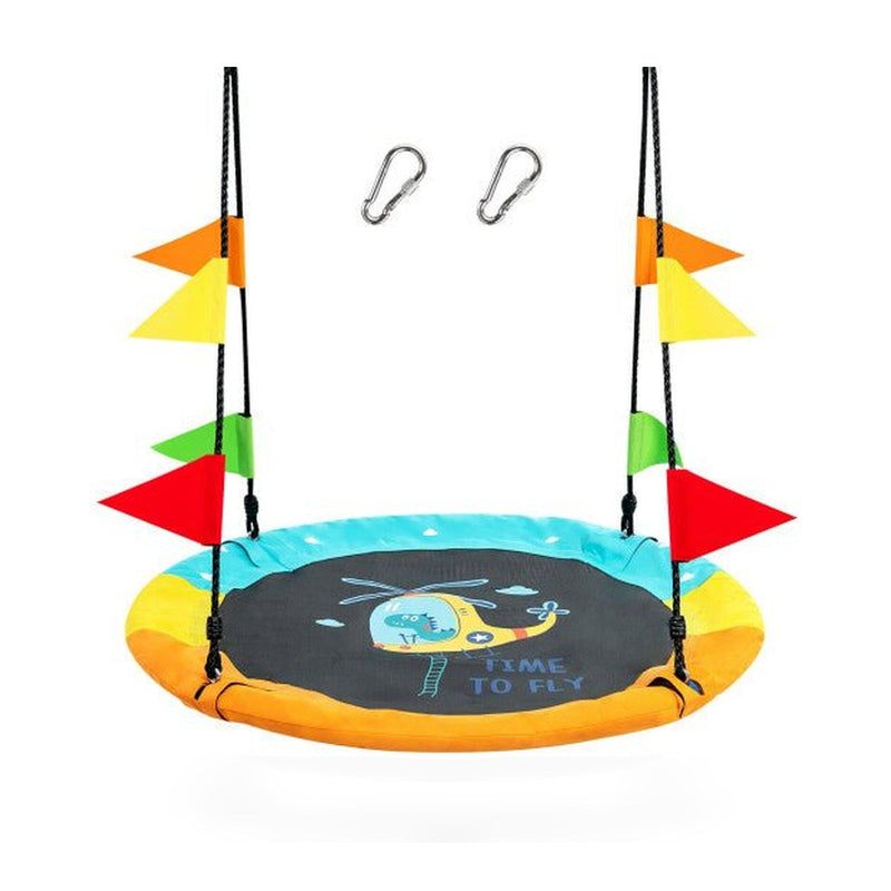 40 Inch Indoor Outdoor Flying Saucer Tree Swing with Hanging Strap