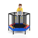 Costway 48 Inches Hexagonal Kids Trampoline With Foam Padded Handrails kids outdoor playset in shown finish
