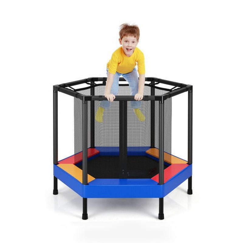 48 Inches Hexagonal Kids Trampoline With Foam Padded Handrails