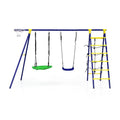 5-In-1 Outdoor Kids Swing Set with A-Shaped Metal Frame and Ground Stake