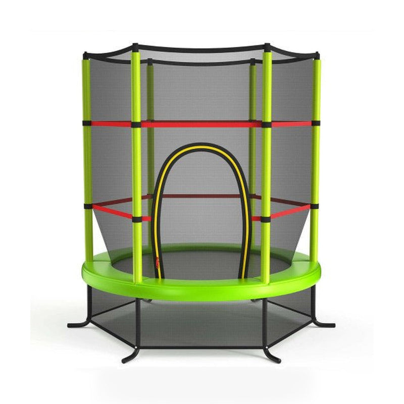 55 Inch Kids Recreational Trampoline Bouncing Jumping Mat with Enclosure Net-Green