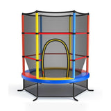 Costway 55 Inch Kids Recreational Trampoline Bouncing Jumping Mat with Enclosure Net-Yellow kids outdoor playset in shown finish