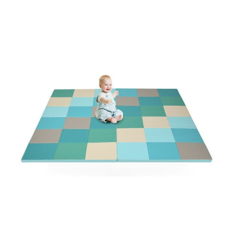 58'' Toddler Foam Play Mat Baby Folding Activity Floor Mat for Home and Daycare School-Light Blue