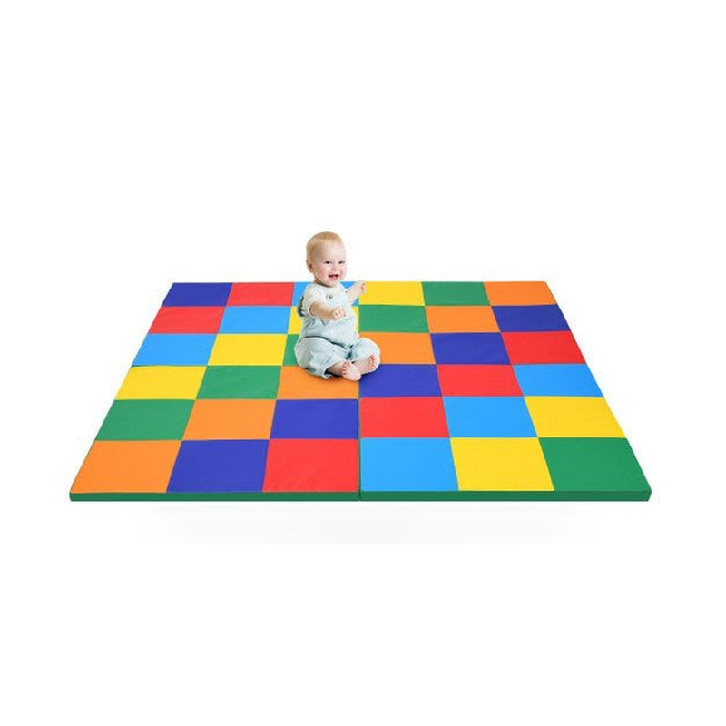 58'' Toddler Foam Play Mat Baby Folding Activity Floor Mat for Home and Daycare School-Multicolor