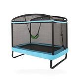 Costway 6 Feet Kids Entertaining Trampoline with Swing Safety Fence-Blue kids kids swing set in Blue