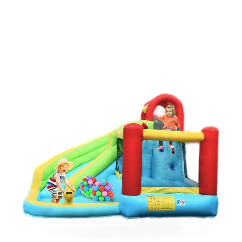 6 in 1 Inflatable Bounce House with Climbing Wall and Basketball Hoop without Blower