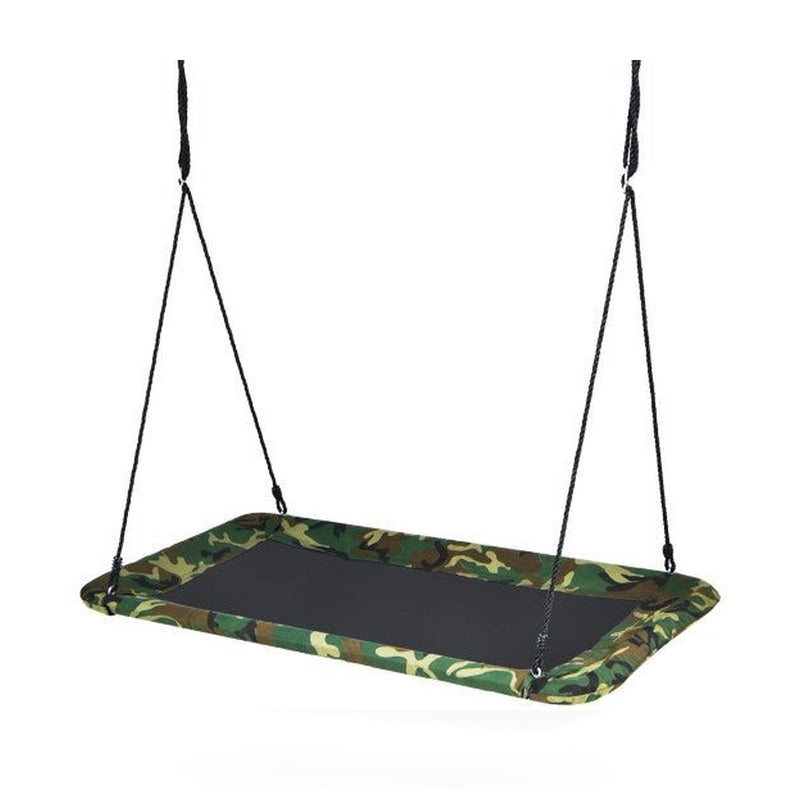 60 Inches Platform Tree Swing Outdoor with  2 Hanging Straps-Army Green