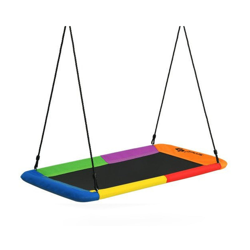 60 Inches Platform Tree Swing Outdoor with  2 Hanging Straps-Multicolor