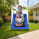Costway 700lb Giant 60 Inch Skycurve Platform Tree Swing for Kids and Adults-Blue styled in a sunny backyard, Blue