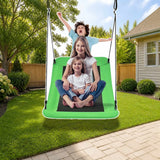 Costway 700lb Giant 60 Inch Skycurve Platform Tree Swing for Kids and Adults-Green styled in a sunny backyard, shown finish