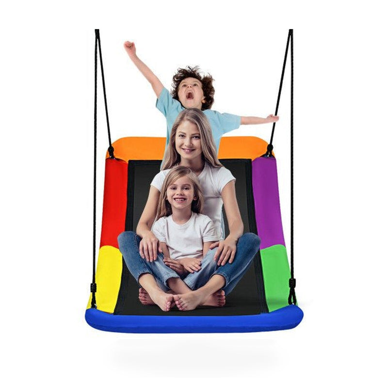 700lb Giant 60 Inch Skycurve Platform Tree Swing for Kids and Adults-Multicolor