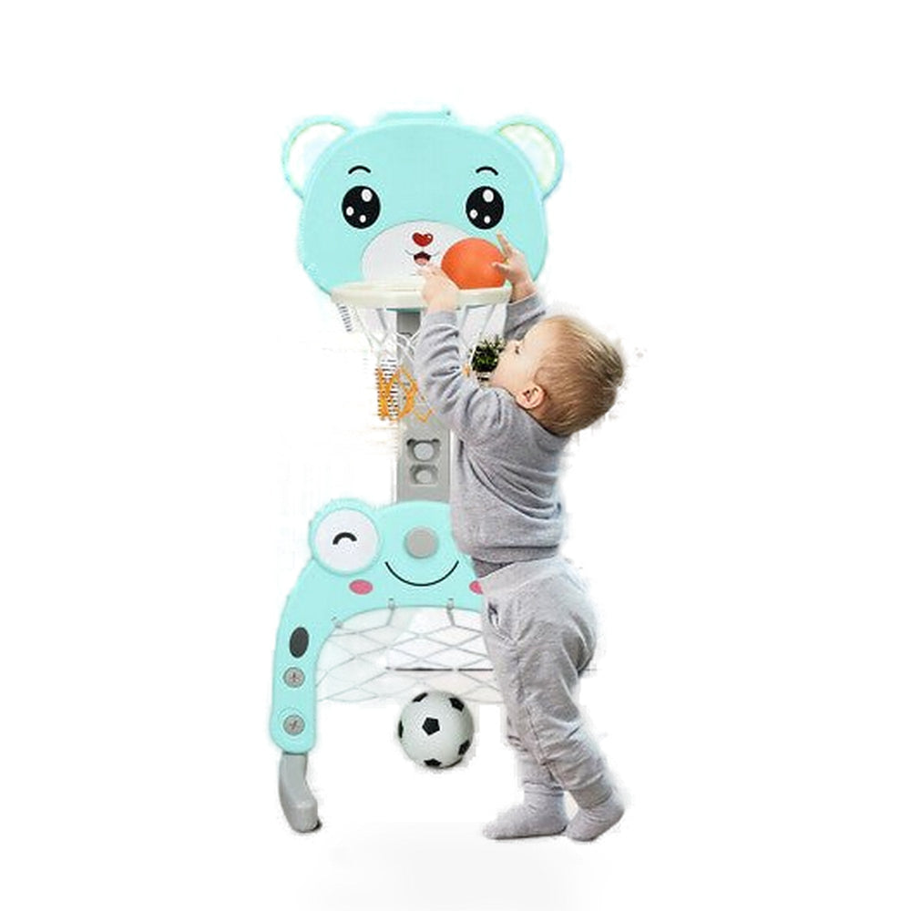 Adjustable Kids 3-in-1 Basketball Hoop Set Stand with Balls