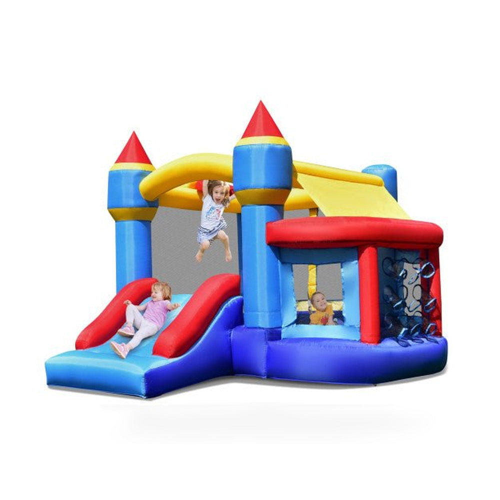 Castle Slide Inflatable Bounce House with Ball Pit and Basketball Hoop