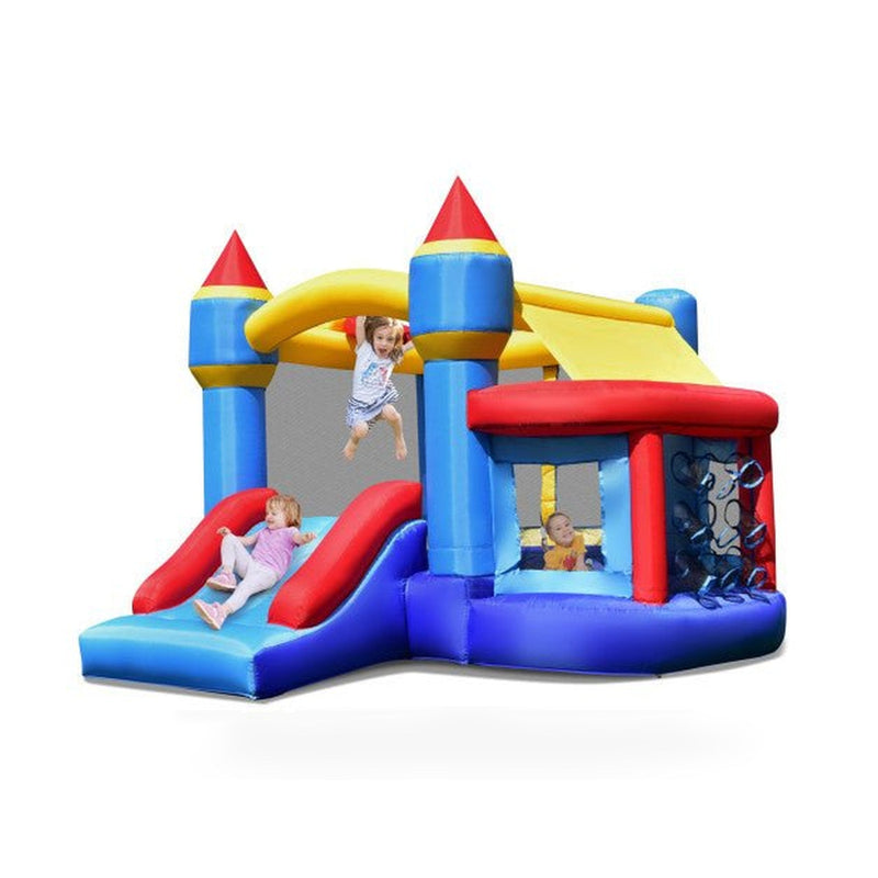 Castle Slide Inflatable Bounce House with Ball Pit and Basketball Hoop