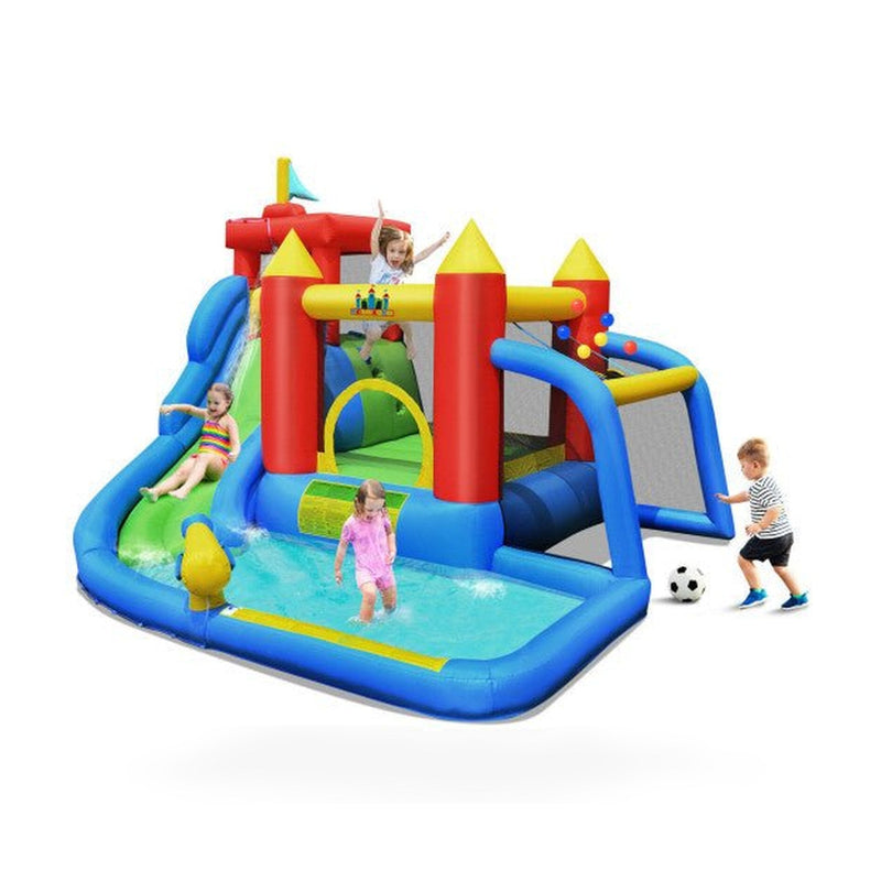 Inflatable Bouncer Bounce House with Water Slide Splash Pool without Blower