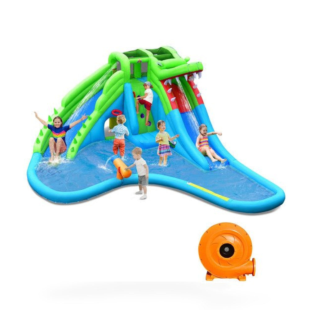 Inflatable Crocodile Style Water Slide Upgraded Kids Bounce Castle with 780W Blower