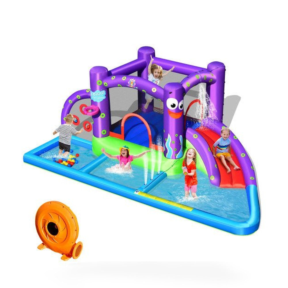 Inflatable Water Slide Park with Splash Pool and 750W Blower