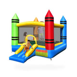 Costway Kids Inflatable Bounce House with Slide and Ocean Balls Not Included Blower slide house style outdoor playset in shown finish