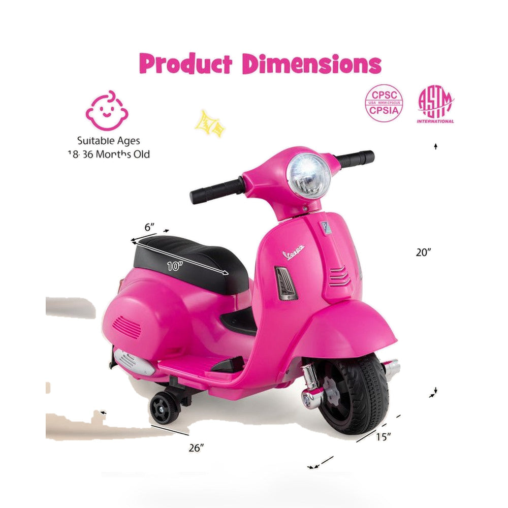 Kids Ride on Motorcycle Licensed Vespa with LED Headlight and Horn Sound