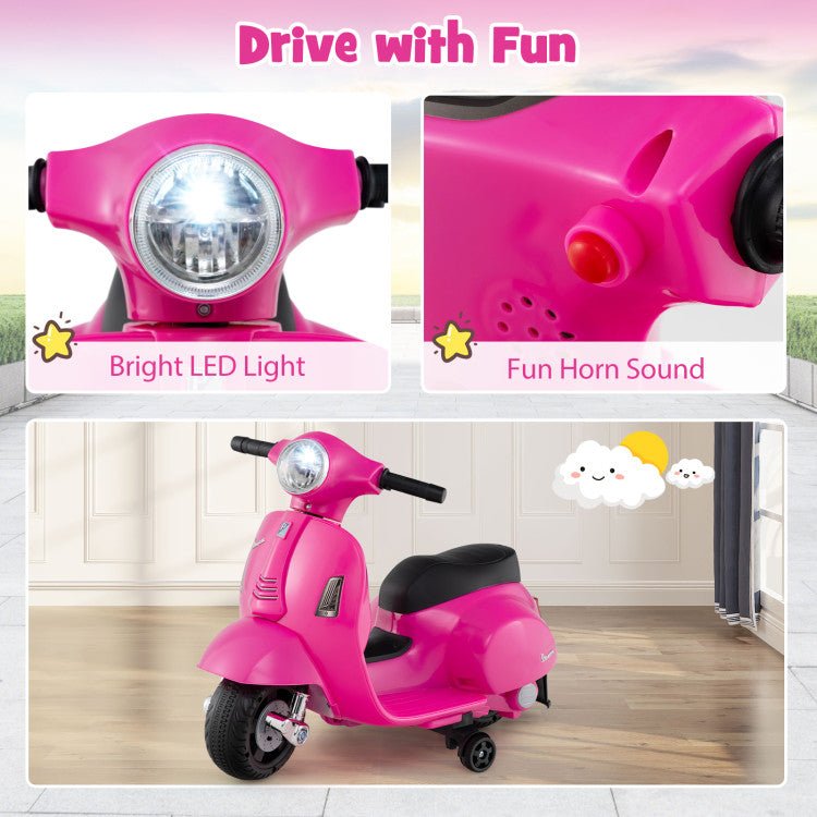 Kids Ride on Motorcycle Licensed Vespa with LED Headlight and Horn Sound