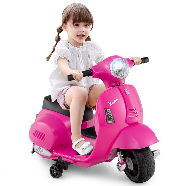 Kids Ride on Motorcycle Licensed Vespa with LED Headlight and Horn Sound