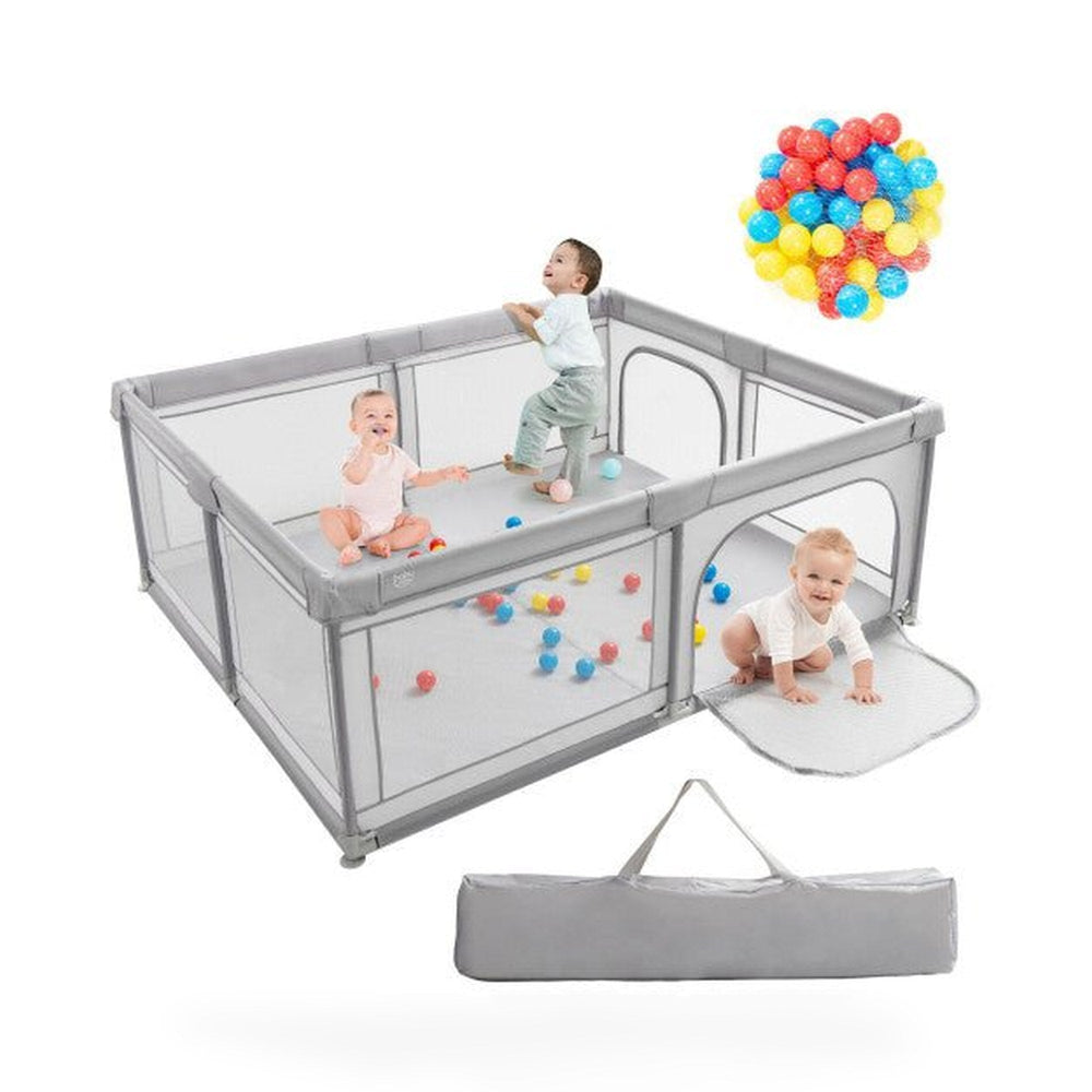 Large Baby Playpen Safety Kids Activity Center with 50 Ocean Balls-Gray