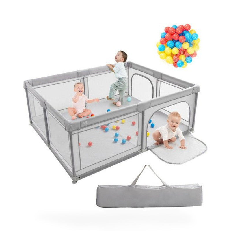 Large Baby Playpen Safety Kids Activity Center with 50 Ocean Balls-Gray