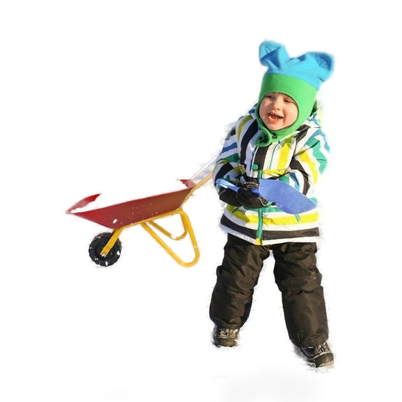 Outdoor Garden Backyard Play Toy Kids Metal Wheelbarrow-Red