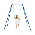 Outdoor Kids Swing Set with Heavy Duty Metal A-Frame and Ground Stakes-Blue