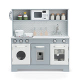 Costway Pretend Play Kitchen Wooden Toy Set for Kids with Realistic Light and Sound kids play kitchens in shown finish