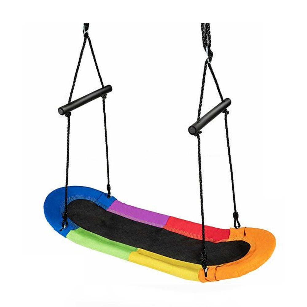 Saucer Tree Swing Surf Kids Outdoor Adjustable Oval Platform Set with Handle-Color