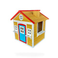 Traditional Outdoor Wooden Playhouse with Door, Windows, Serving Station, and Flower Pot Sills
