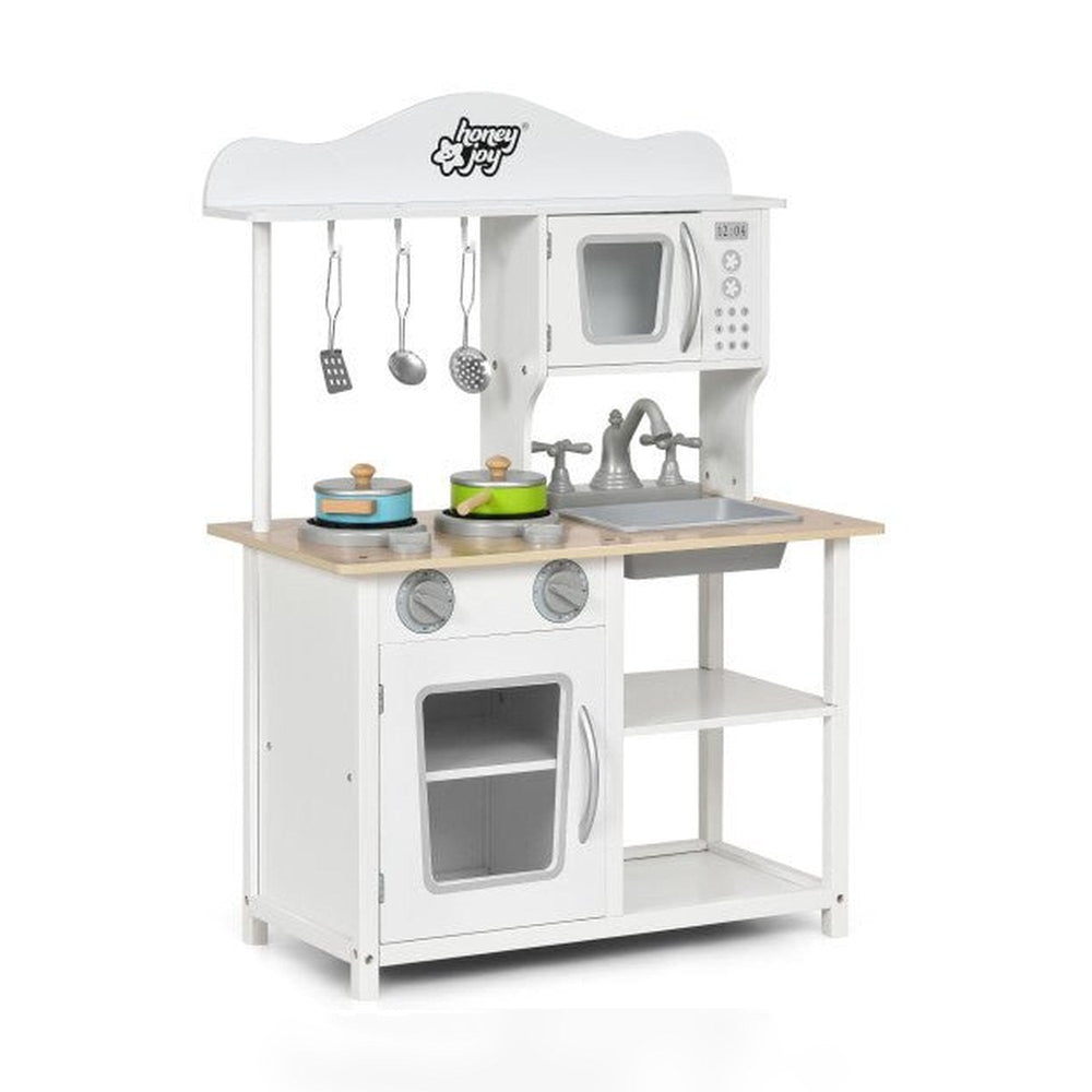 Wooden Pretend Play Kitchen Set for Kids with Accessories and Sink