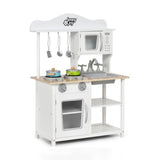 Costway Wooden Pretend Play Kitchen Set for Kids with Accessories and Sink kids play kitchens in shown finish