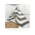 Play Tent Canopy Bed in Grey and White Stripe WITH Doors