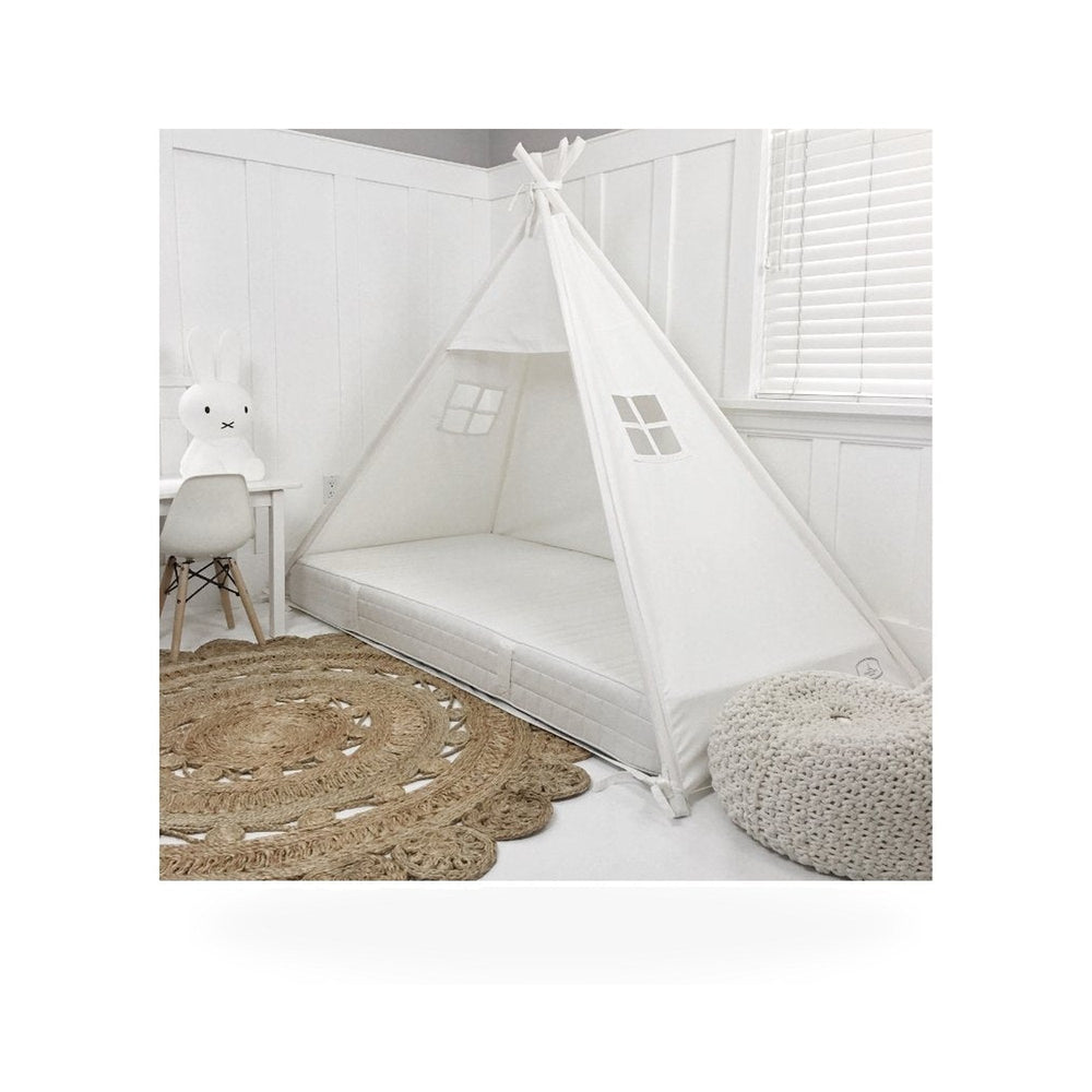 Play Tent Canopy Bed in White Cotton Canvas