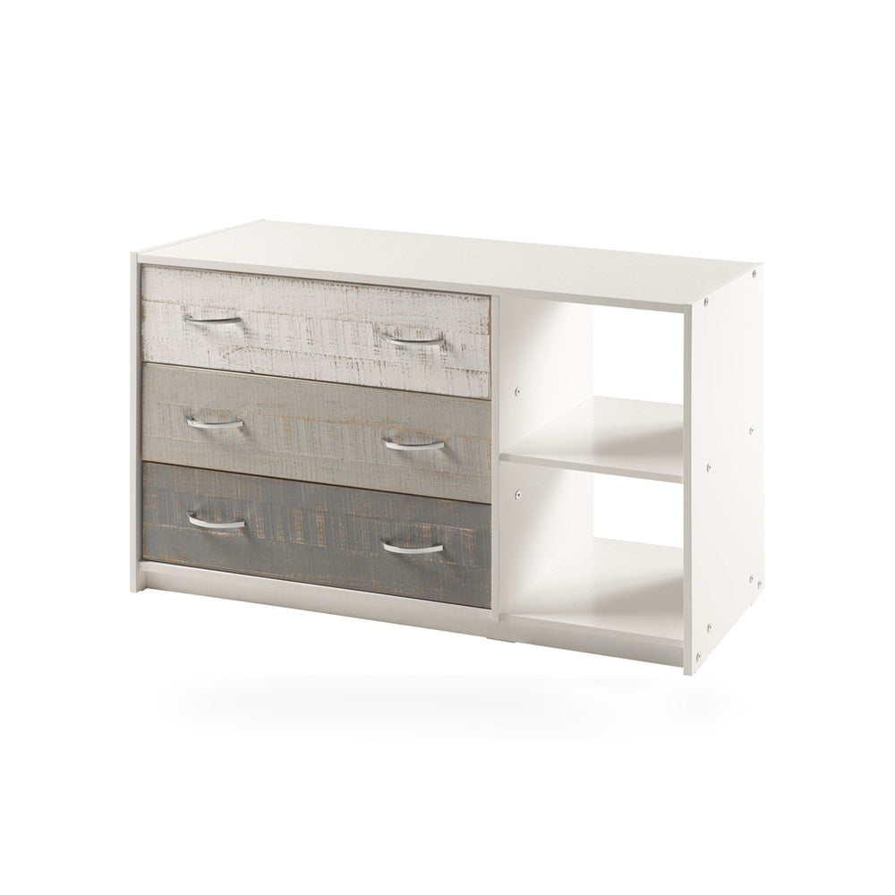 3-Drawer Chest/Shelf Grey White