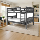 Donco Full/Full Mission Bunk Bed Dark Grey styled in a kids' bedroom, full over full